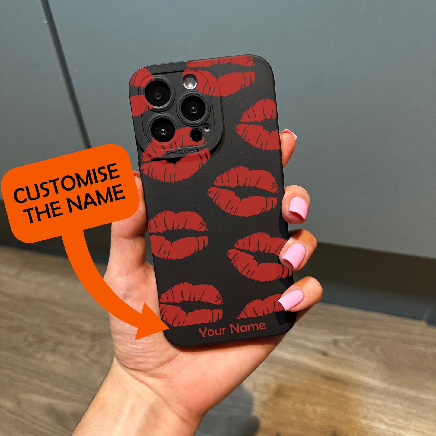 Red Lips iPhone Case for iPhone 17 16 15 14 13 12 11 11 Pro Max Mini 7 8 XR XS X Shockproof Phone Cover with Customised Name