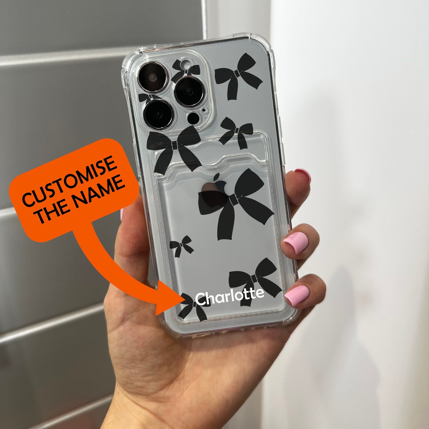 Card Holder Bow Phone Case for iPhone 15 14 13 12 11 11 Pro Max Mini 7 8 XR XS X Wallet Shockproof Phone Cover