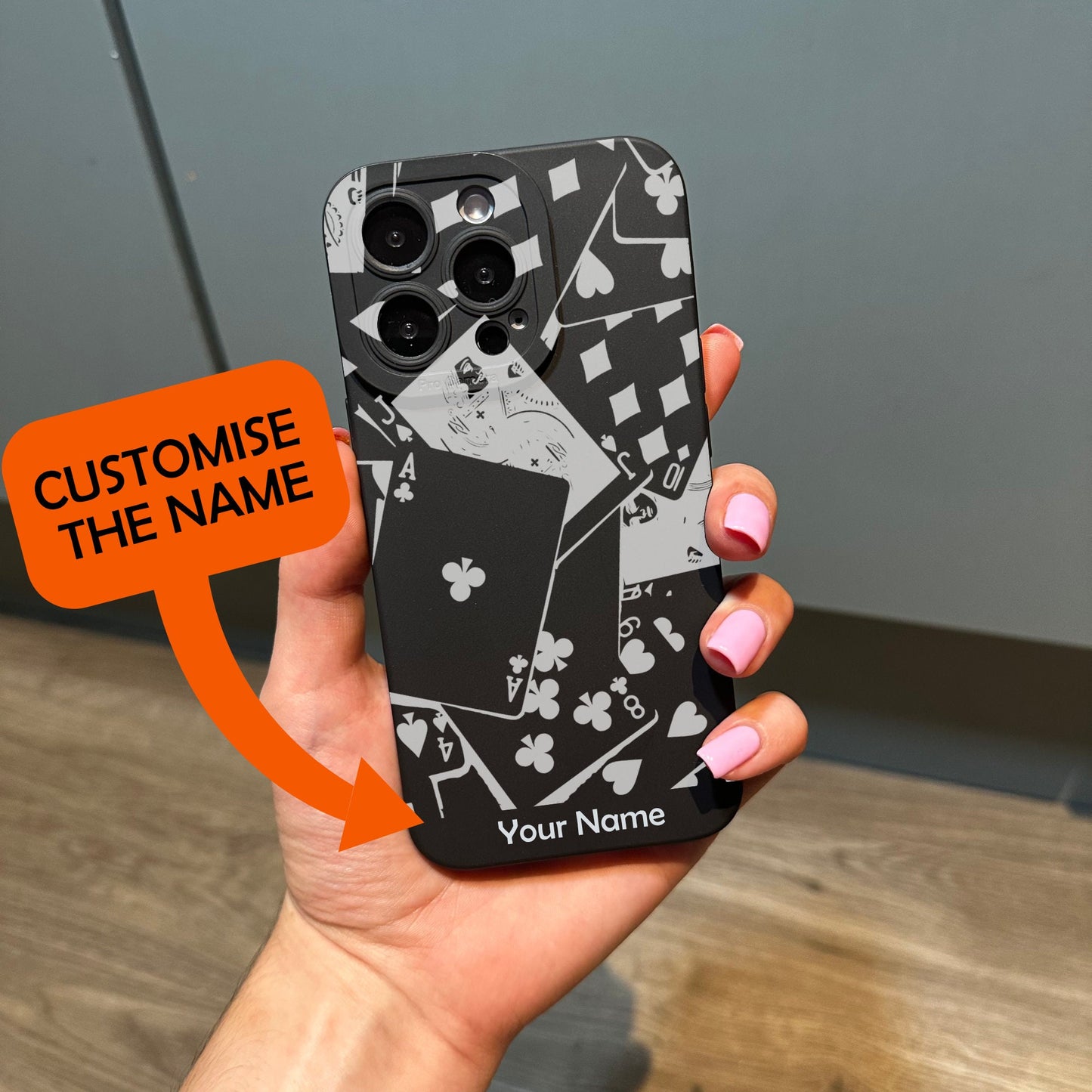 Playing Card Phone Case for iPhone 17 16 15 14 13 12 11 11 Pro Max Mini 7 8 XR XS X Shockproof Phone Cover with Customised Name and Ace Card