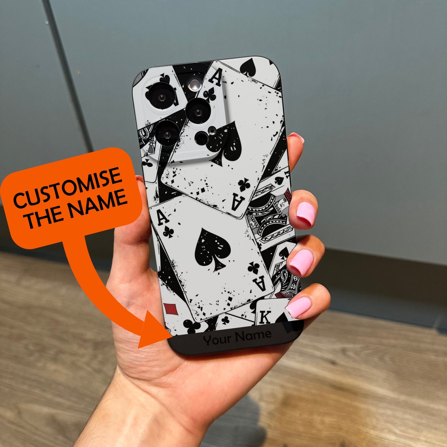 Playing Cards Phone Case with Ace for iPhone 15 14 13 12 11 11 Pro Max Mini 7 8 XR XS X Shockproof Phone Cover with Customised Name
