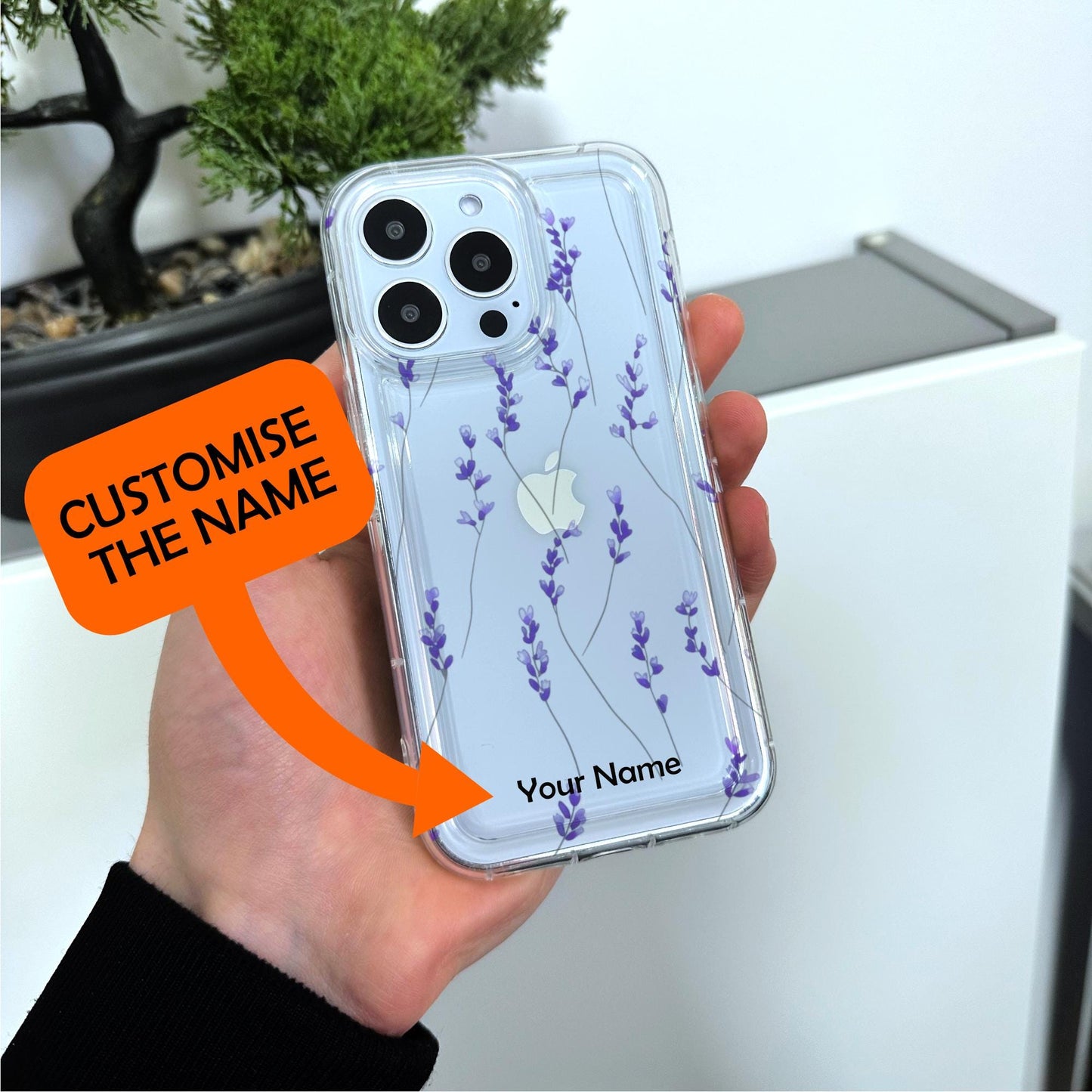 Lavender Flower Phone Case for iPhone 15 14 13 12 11 11 Pro Max Mini 7 8 XR XS X Shockproof Silicone Phone Cover Floral Design