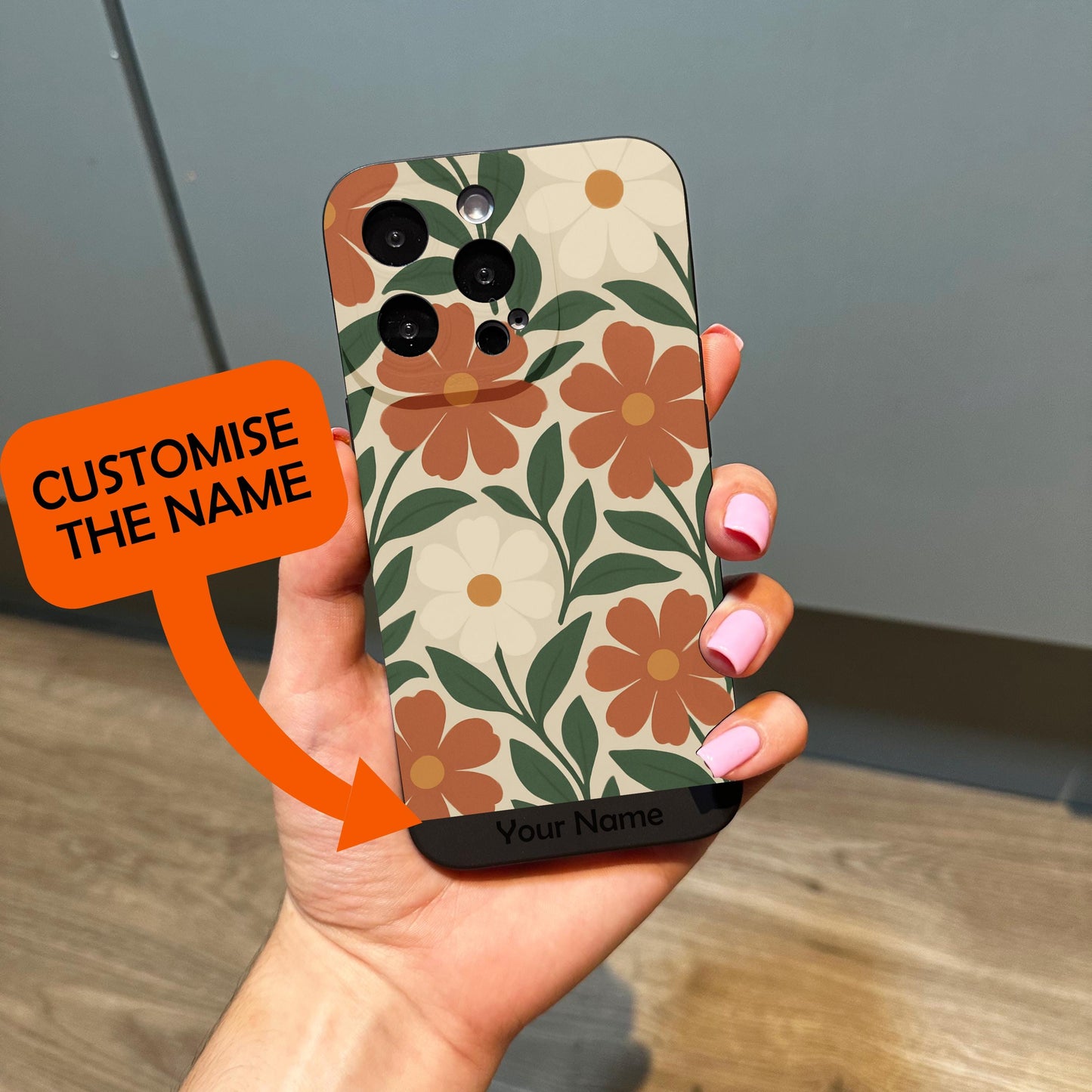 Retro Abstract Floral Print Pattern Phone Case for iPhone 17 16 15 14 13 12 11 Pro Max Mini 7 8 XR XS X Shockproof Phone Cover Custom Name