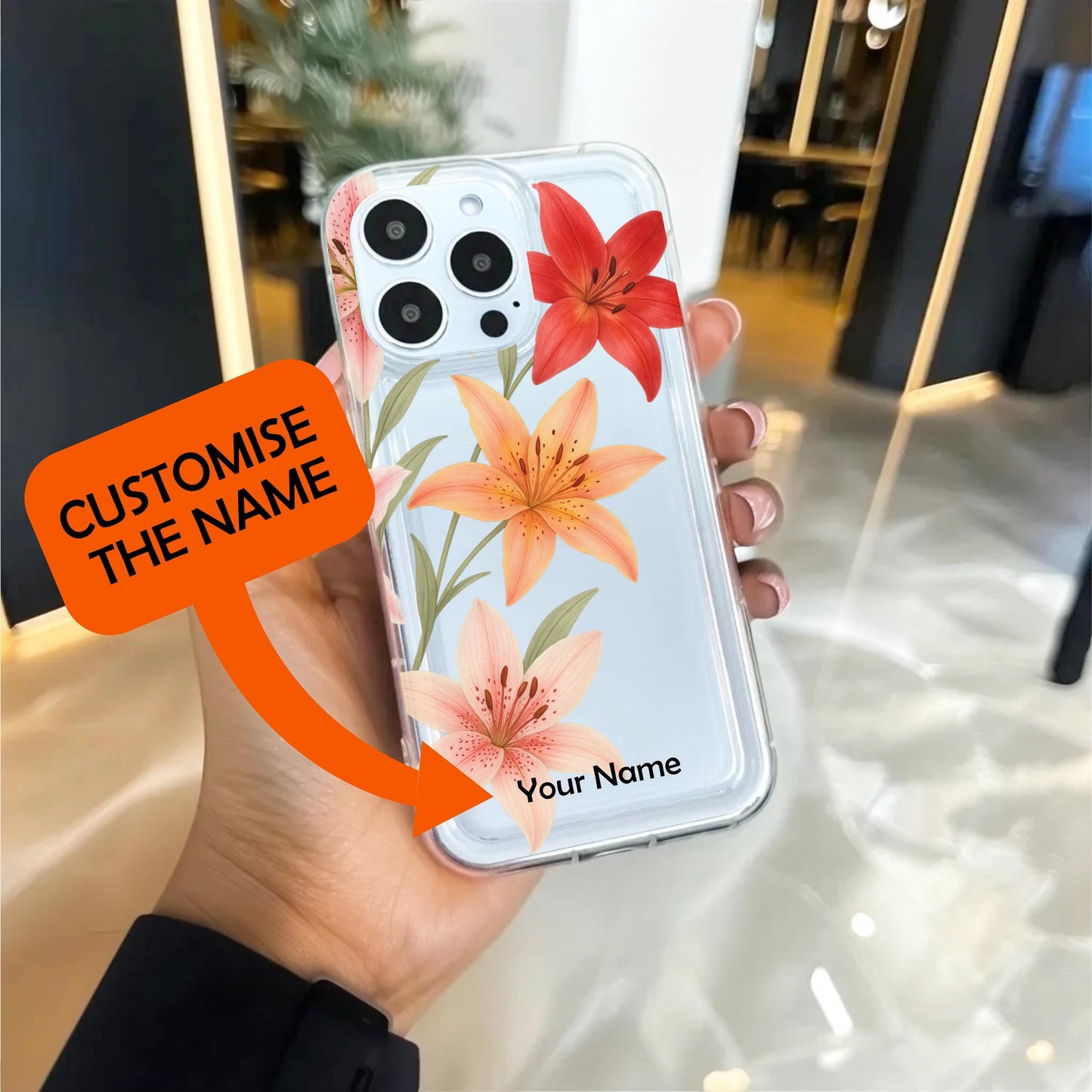 Hibiscus Lily Flower Pattern Clear Phone Case for iPhone 17 16 15 14 13 12 11 11 Pro Max Mini 7 8 XR XS X Wallet Shockproof Cover