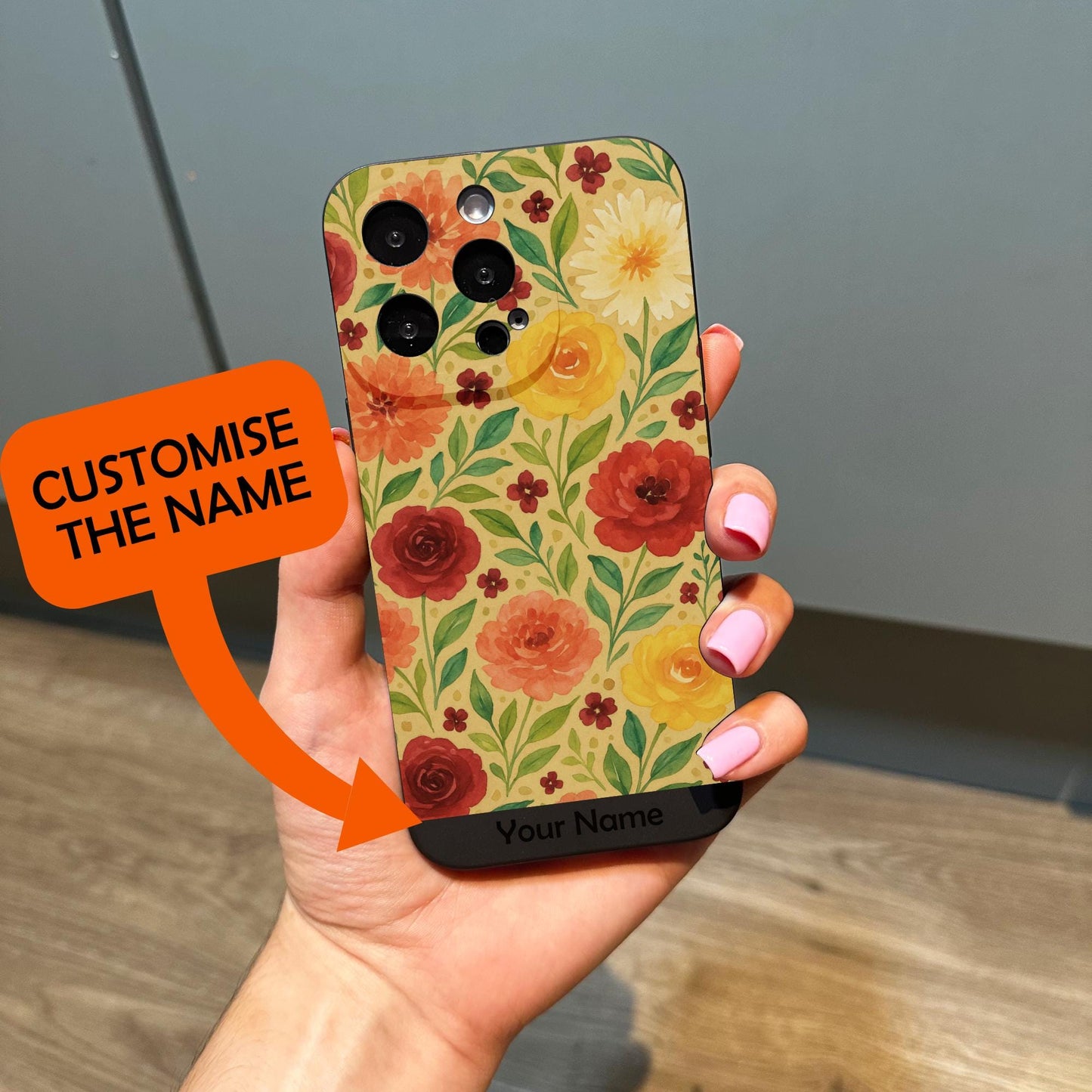 Pretty Watercolour Flowers Phone Case for iPhone 17 16 15 14 13 12 11 11 Pro Max Mini 7 8 XR XS X Shockproof Phone Cover with Custom Name