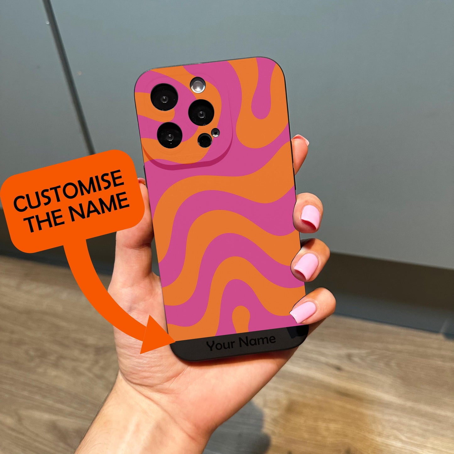 Wavy Abstract Groovy Pink Orange Pattern Phone Case for iPhone 17 16 15 14 13 12 11 11 Pro Max Mini 7 8 XR XS X Shockproof Phone Cover