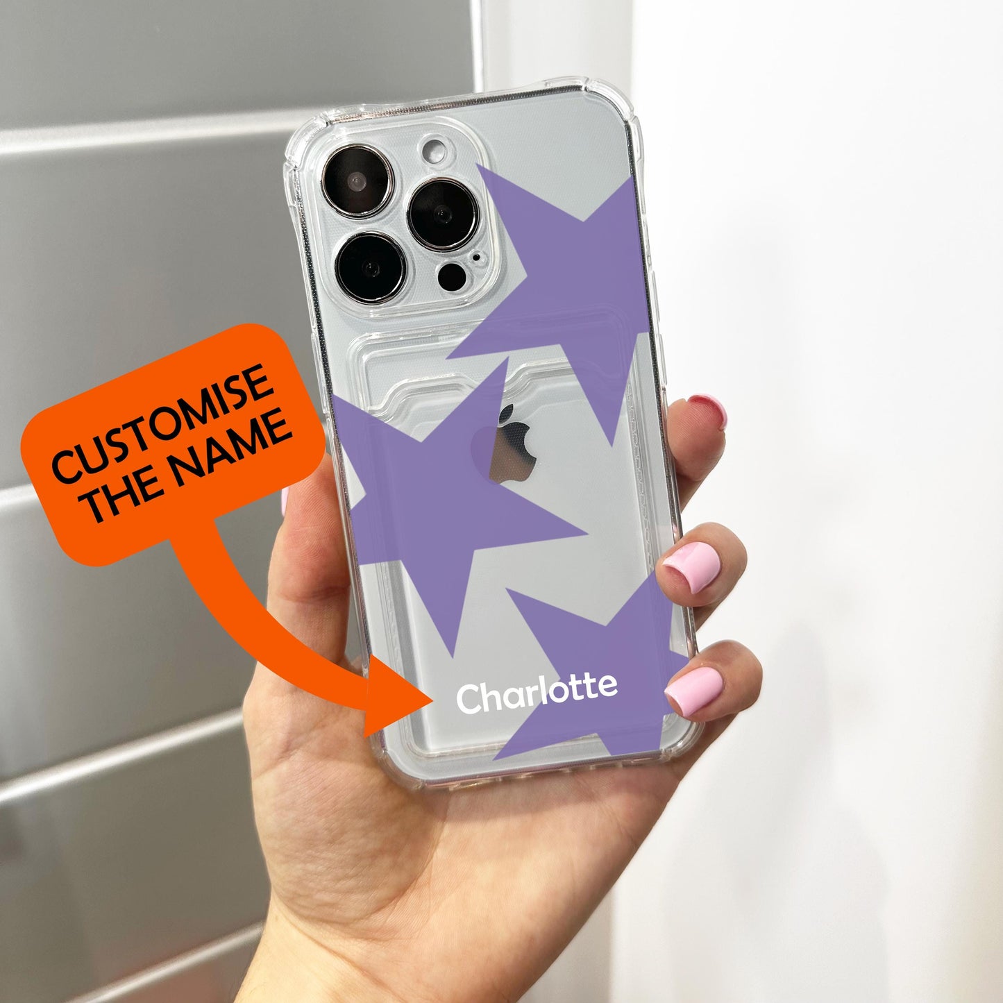 Purple Retro Star Pattern Card Holder Phone Case for iPhone 17 16 15 14 13 12 11 11 Pro Max Mini 7 8 XR Wallet Shockproof Phone Cover