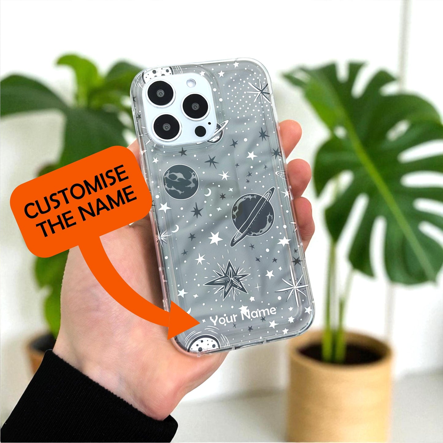Celestial Moon Star Phone Case for iPhone 17 16 15 14 13 12 11 11 Pro Max Mini 7 8 XR XS X Shockproof Silicone Phone Cover with Custom Name