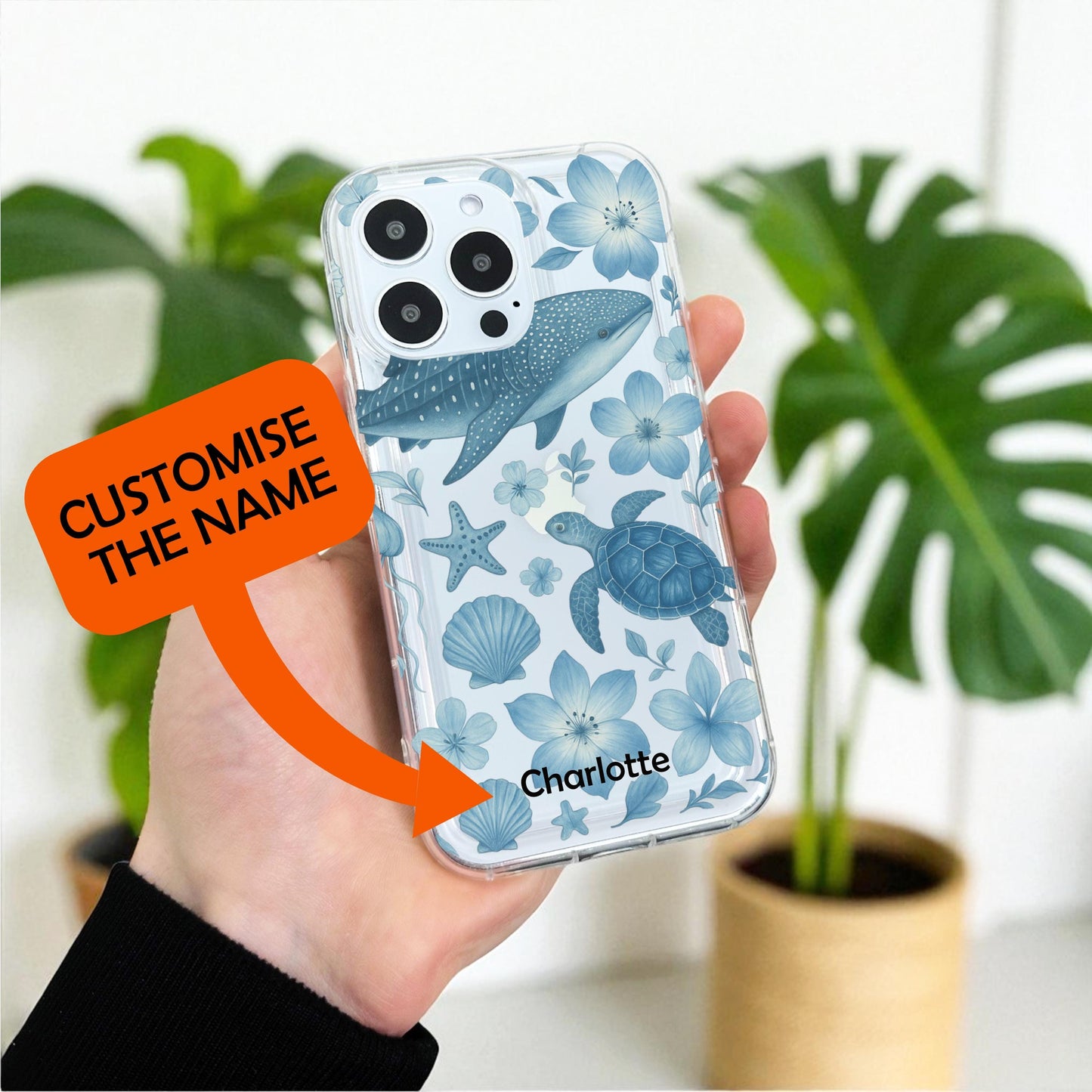 Blue Sea Life Turtle Pattern Clear Phone Case for iPhone 17 16 15 14 13 12 11 11 Pro Max Mini 7 8 XR XS X Wallet Shockproof Cover