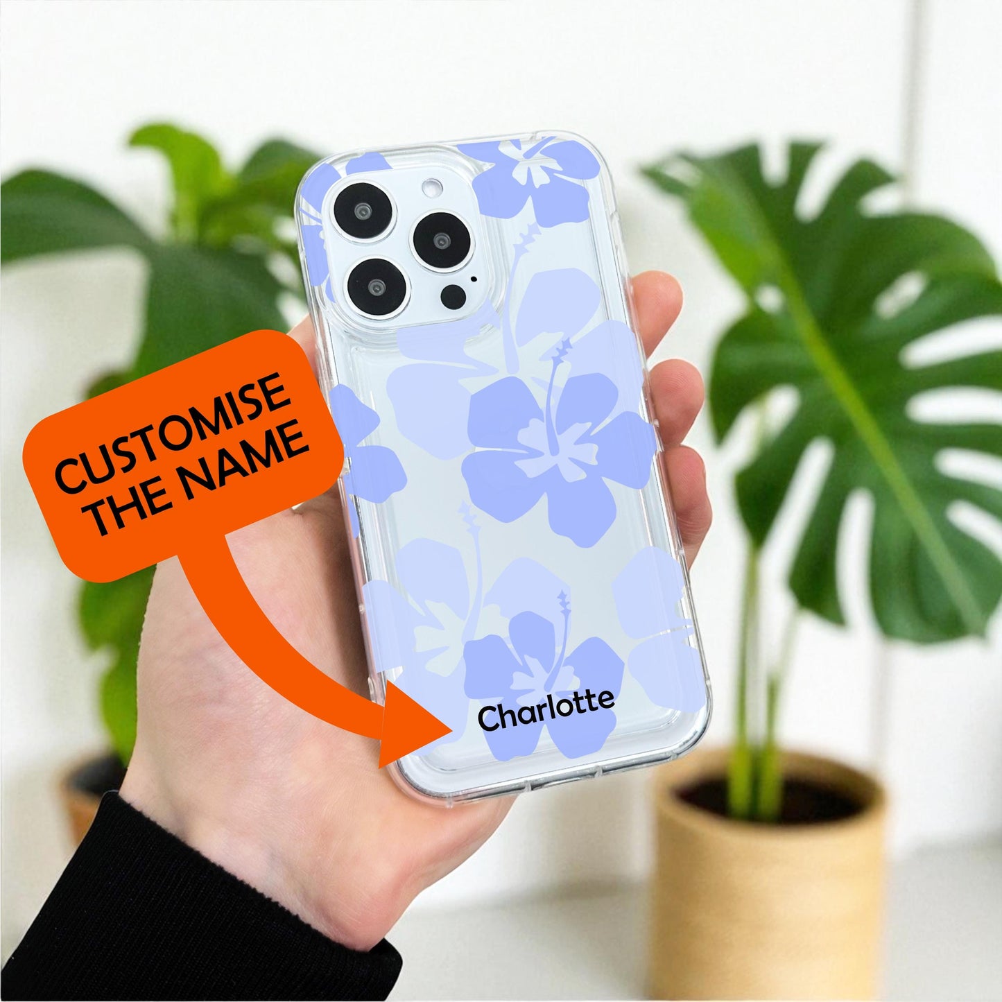 Hawaiian Aloha Flowers Summer Clear Phone Case for iPhone 17 16 15 14 13 12 11 Pro Max Mini 7 8 Shockproof Silicone Phone Cover Custom Name