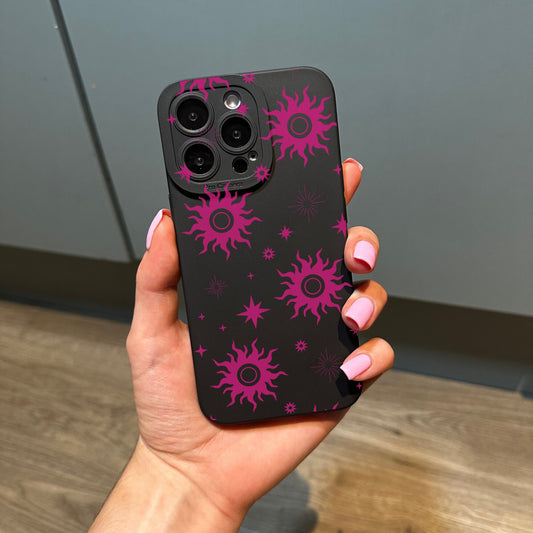 Pink Star Sun Y2K Phone Case with Personalised Name for iPhone 15 14 13 12 11 11 Pro Max Mini 7 8 XR XS X Shockproof Phone Cover Abstract
