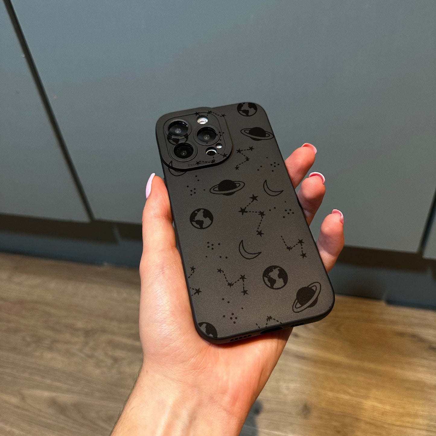 Planet Space Phone Case with Customised Name for iPhone 17 16 15 14 13 12 11 11 Pro Max Mini 7 8 XR XS X Shockproof Phone Cover Personalised