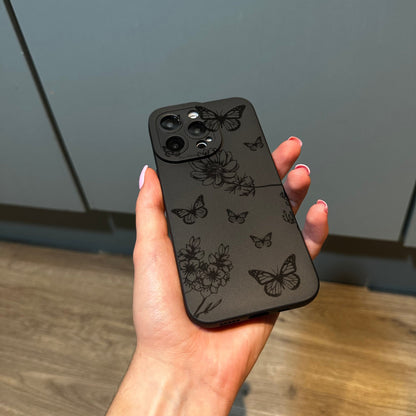 Butterfly and Flower Print Phone Case with Personalised Name for iPhone 17 16 15 14 13 12 11 11 Pro Max Mini 7 8 XR XS X Shockproof Cover