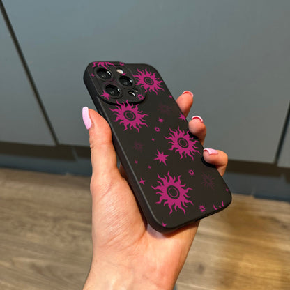 Pink Star Sun Y2K Phone Case with Personalised Name for iPhone 15 14 13 12 11 11 Pro Max Mini 7 8 XR XS X Shockproof Phone Cover Abstract
