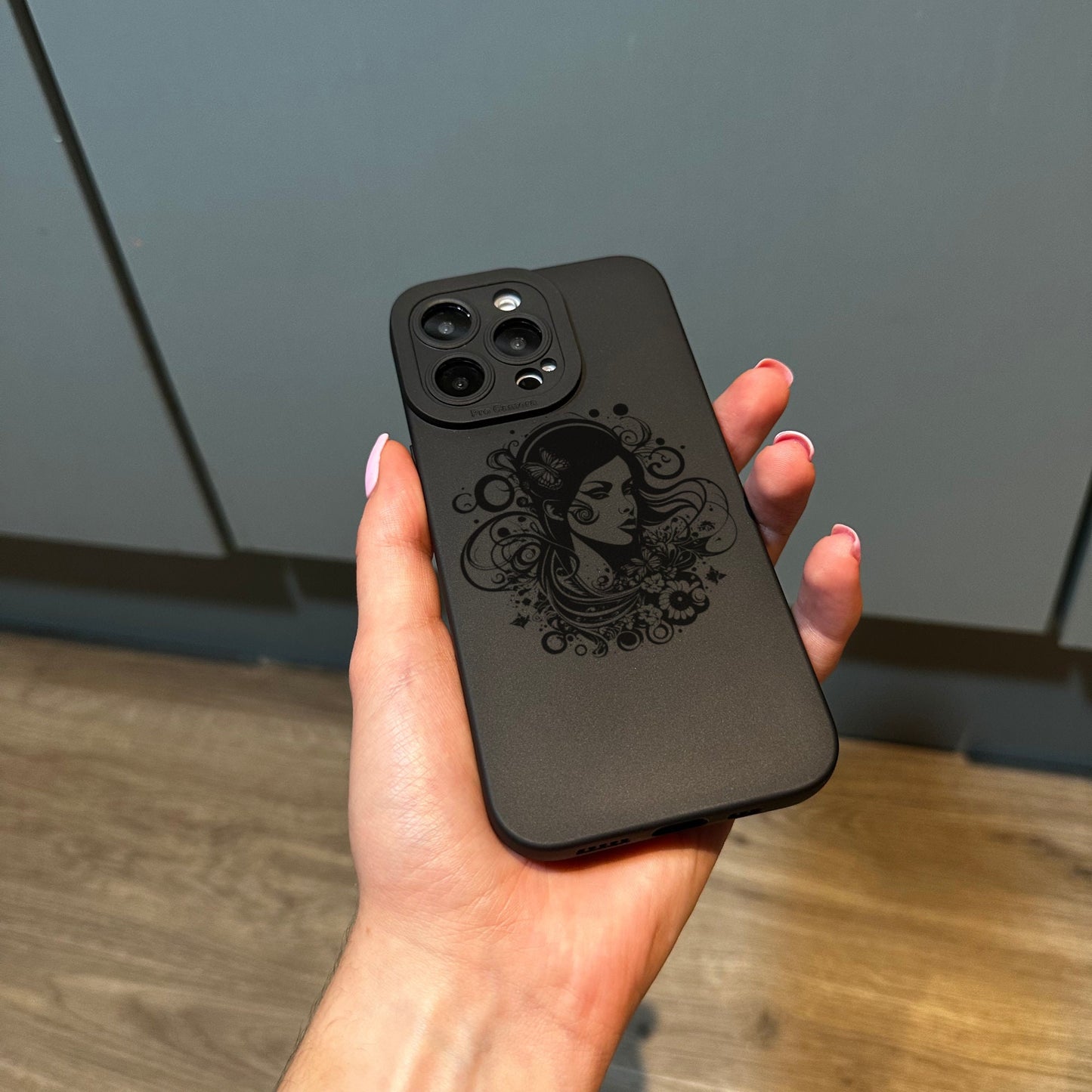 Floral Goth Girl Phone Case for iPhone 15 14 13 12 11 11 Pro Max Mini 7 8 XR XS X Shockproof Phone Cover with Customised Name