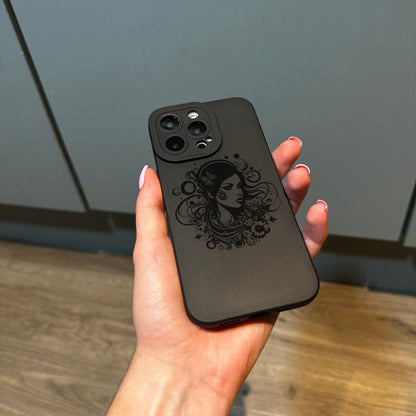 Floral Goth Girl Phone Case for iPhone 15 14 13 12 11 11 Pro Max Mini 7 8 XR XS X Shockproof Phone Cover with Customised Name