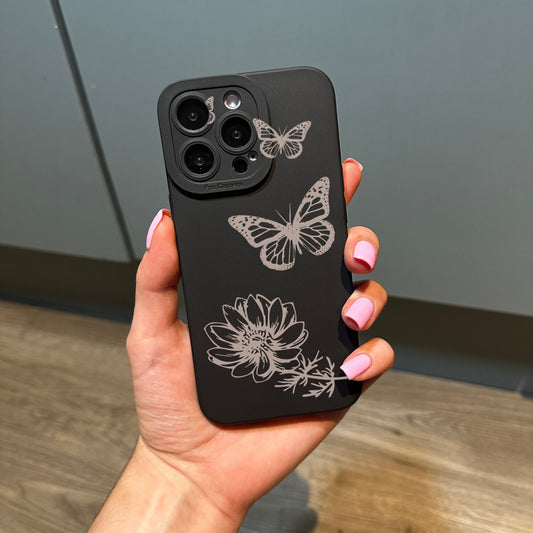 Butterfly and Sunflower Phone Case for iPhone 15 14 13 12 11 11 Pro Max Mini 7 8 XR XS X Shockproof Phone Cover with Customised Name