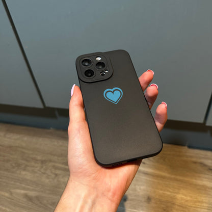 Blue Heart Personalised Phone Case for iPhone 15 14 13 12 11 11 Pro Max Mini 7 8 XR XS X Shockproof Phone Cover with Customised Name