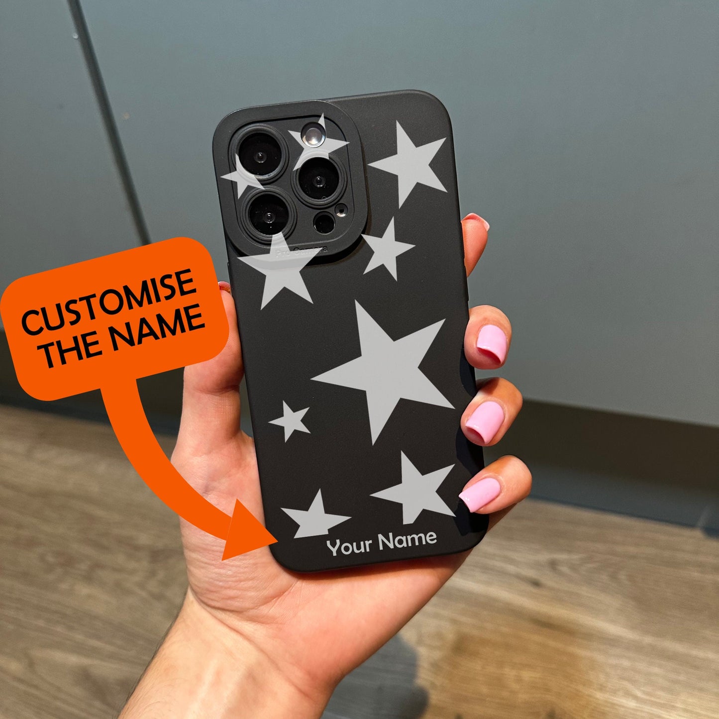 White Star Cute Phone Case for iPhone 17 16 15 14 13 12 11 11 Pro Max Mini 7 8 XR XS X Shockproof Phone Cover with Customised Name