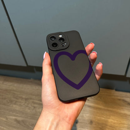 Purple Big Heart Phone Case for iPhone 15 14 13 12 11 11 Pro Max Mini 7 8 XR XS X Shockproof Phone Cover with Customised Name