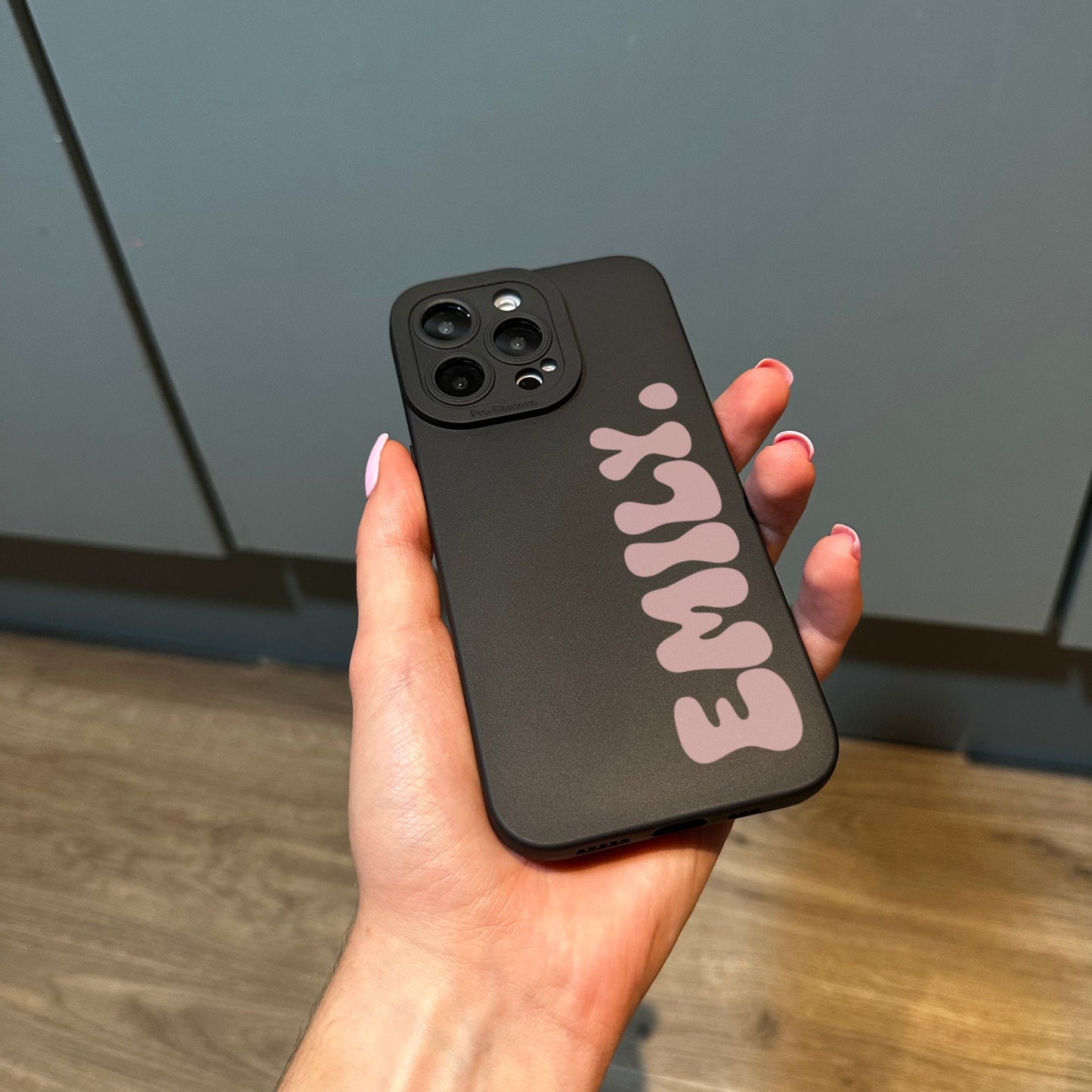 Pastel Pink Personalised Phone Case for iPhone 15 14 13 12 11 11 Pro Max Mini 7 8 XR XS X Shockproof Phone Cover with Customised Name