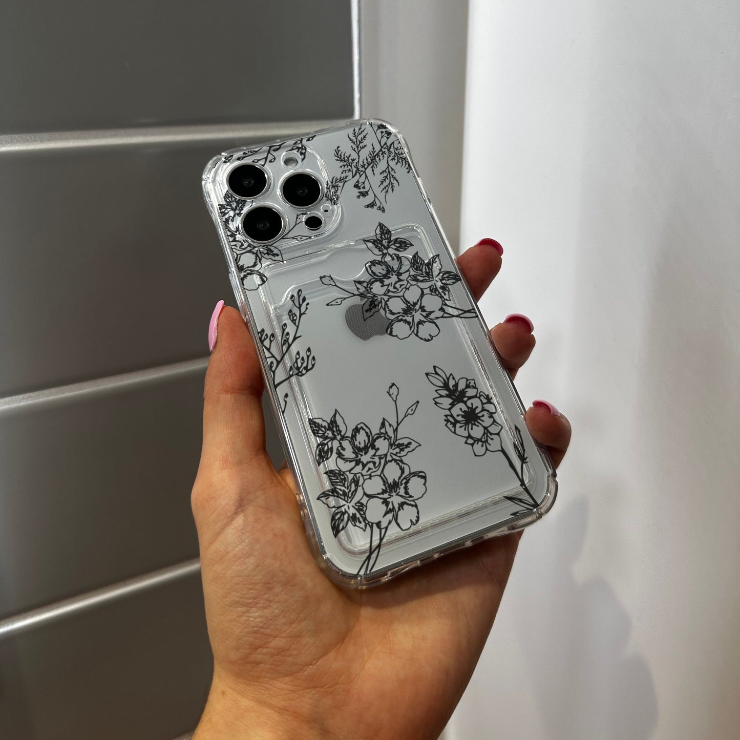 Floral Cute Card Holder Phone Case for iPhone 17 16 15 14 13 12 11 11 Pro Max Mini 7 8 XR XS X Wallet Shockproof Phone Cover Customised Name