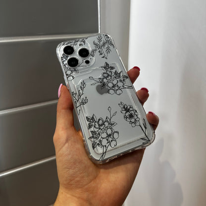 Floral Cute Card Holder Phone Case for iPhone 17 16 15 14 13 12 11 11 Pro Max Mini 7 8 XR XS X Wallet Shockproof Phone Cover Customised Name