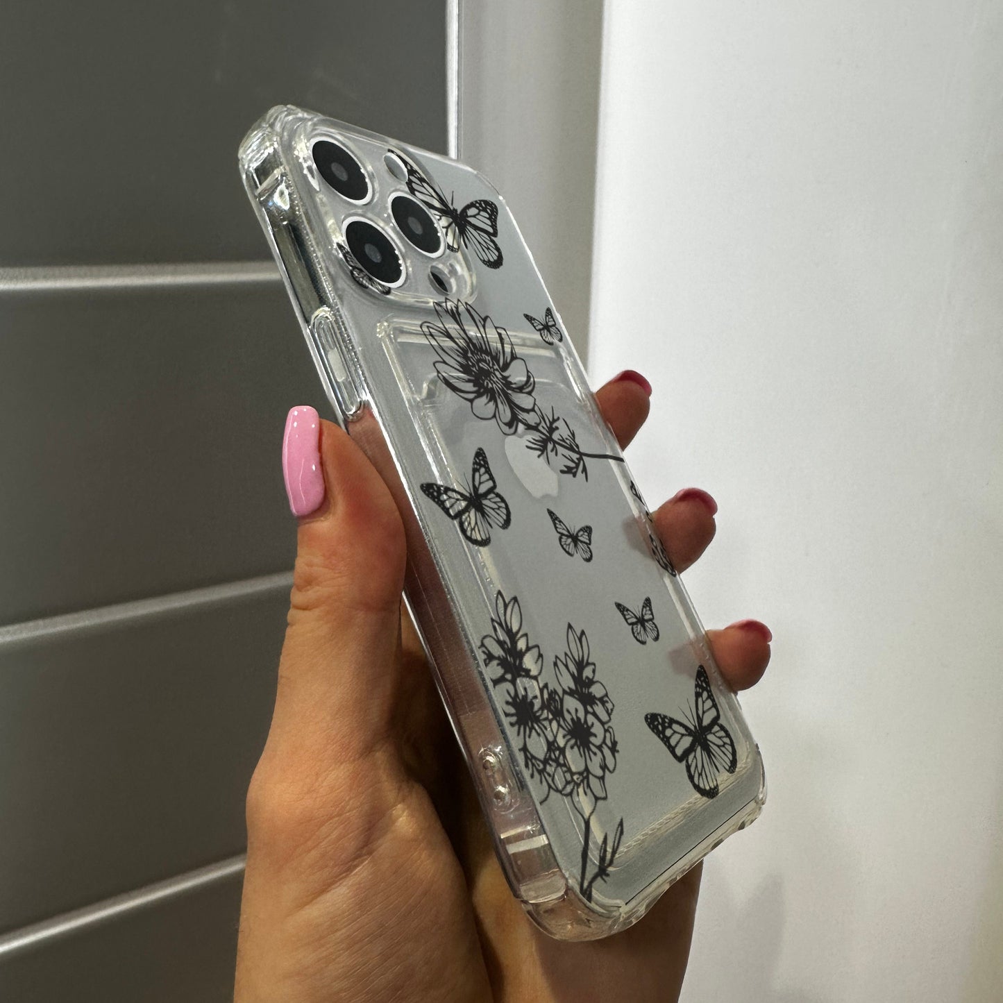 Floral Cute Card Holder Phone Case for iPhone 17 16 15 14 13 12 11 11 Pro Max Mini 7 8 XR XS X Wallet Shockproof Phone Cover Customised Name