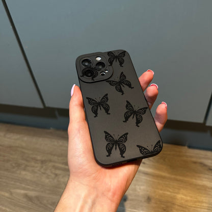 Black Butterfly Phone Case for iPhone 17 16 15 14 13 12 11 11 Pro Max Mini 7 8 XR XS X Shockproof Phone Cover with Customised Name
