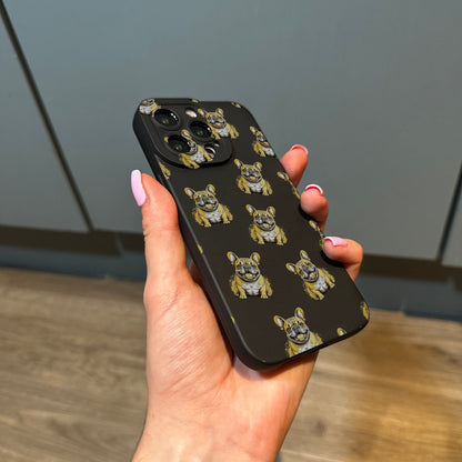 Bulldog Phone Case for iPhone 15 14 13 12 11 11 Pro Max Mini 7 8 XR XS X Shockproof Phone Cover with Customised Name and Cute Dog Pattern