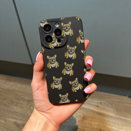 Bulldog Phone Case for iPhone 15 14 13 12 11 11 Pro Max Mini 7 8 XR XS X Shockproof Phone Cover with Customised Name and Cute Dog Pattern