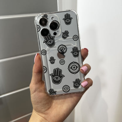 Clear Cute Card Holder Phone Case for iPhone 15 14 13 12 11 11 Pro Max Mini 7 8 XR XS X Wallet Shockproof Phone Cover with Customised Name