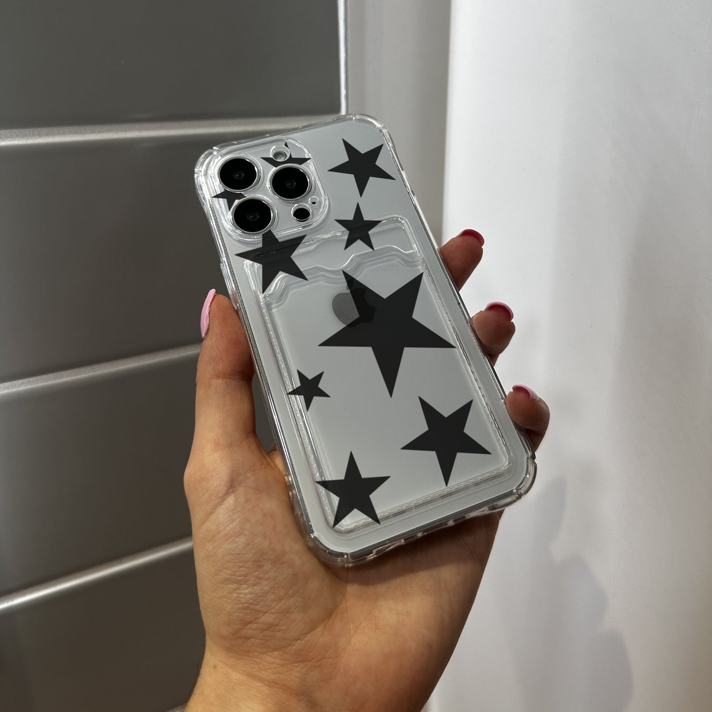 Star Print Card Holder Phone Case for iPhone 17 16 15 14 13 12 11 11 Pro Max Mini 7 8 XR X Wallet Shockproof Phone Cover with Custom Name