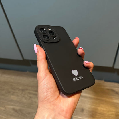 Cute Heart Personalised Date Phone Case for iPhone 15 14 13 12 11 11 Pro Max Mini 7 8 XR XS X Shockproof Phone Cover with Cute Love Heart