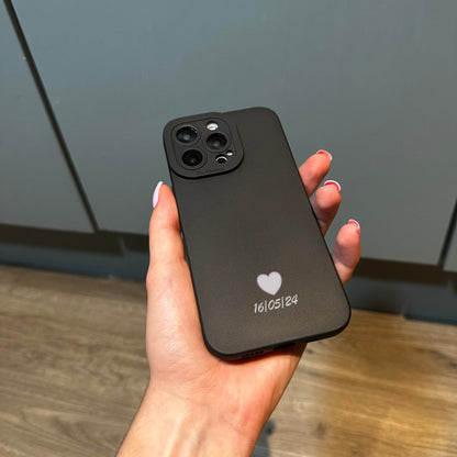 Cute Heart Personalised Date Phone Case for iPhone 15 14 13 12 11 11 Pro Max Mini 7 8 XR XS X Shockproof Phone Cover with Cute Love Heart