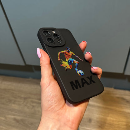 Personalised Football Phone Case for iPhone 17 16 15 14 13 12 11 11 Pro Max Mini 7 8 XR XS X Shockproof Phone Cover With Boys Football