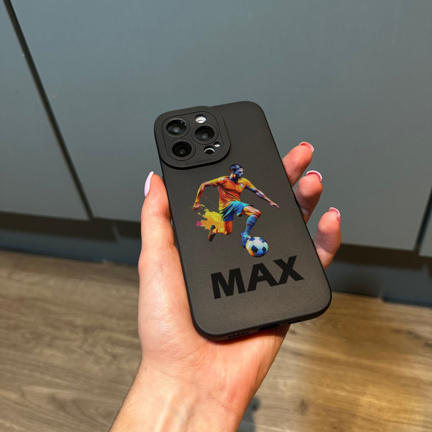 Personalised Football Phone Case for iPhone 17 16 15 14 13 12 11 11 Pro Max Mini 7 8 XR XS X Shockproof Phone Cover With Boys Football