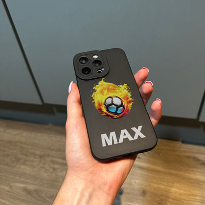 Personalised Football Phone Case for iPhone 15 14 13 12 11 11 Pro Max Mini 7 8 XR XS X Shockproof Phone Cover With Boys Football