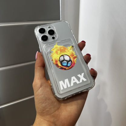 Personalised Football Card Holder Phone Case for iPhone 15 14 13 12 11 11 Pro Max Mini 7 8 XR XS X Shockproof Phone Cover Great Gift