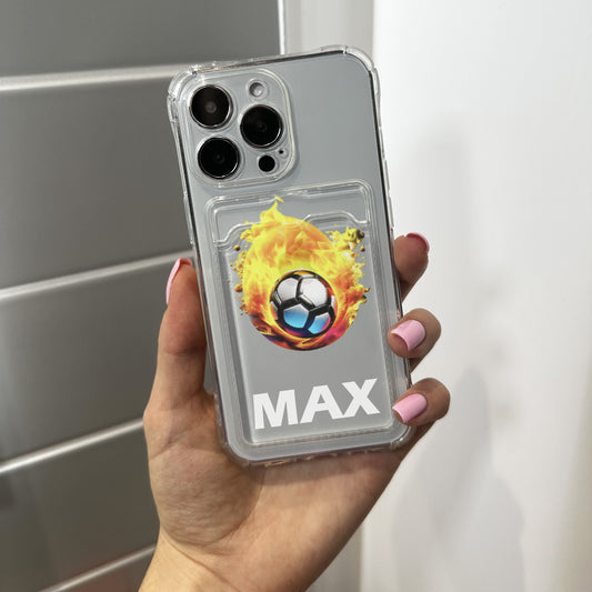 Personalised Football Card Holder Phone Case for iPhone 15 14 13 12 11 11 Pro Max Mini 7 8 XR XS X Shockproof Phone Cover Great Gift