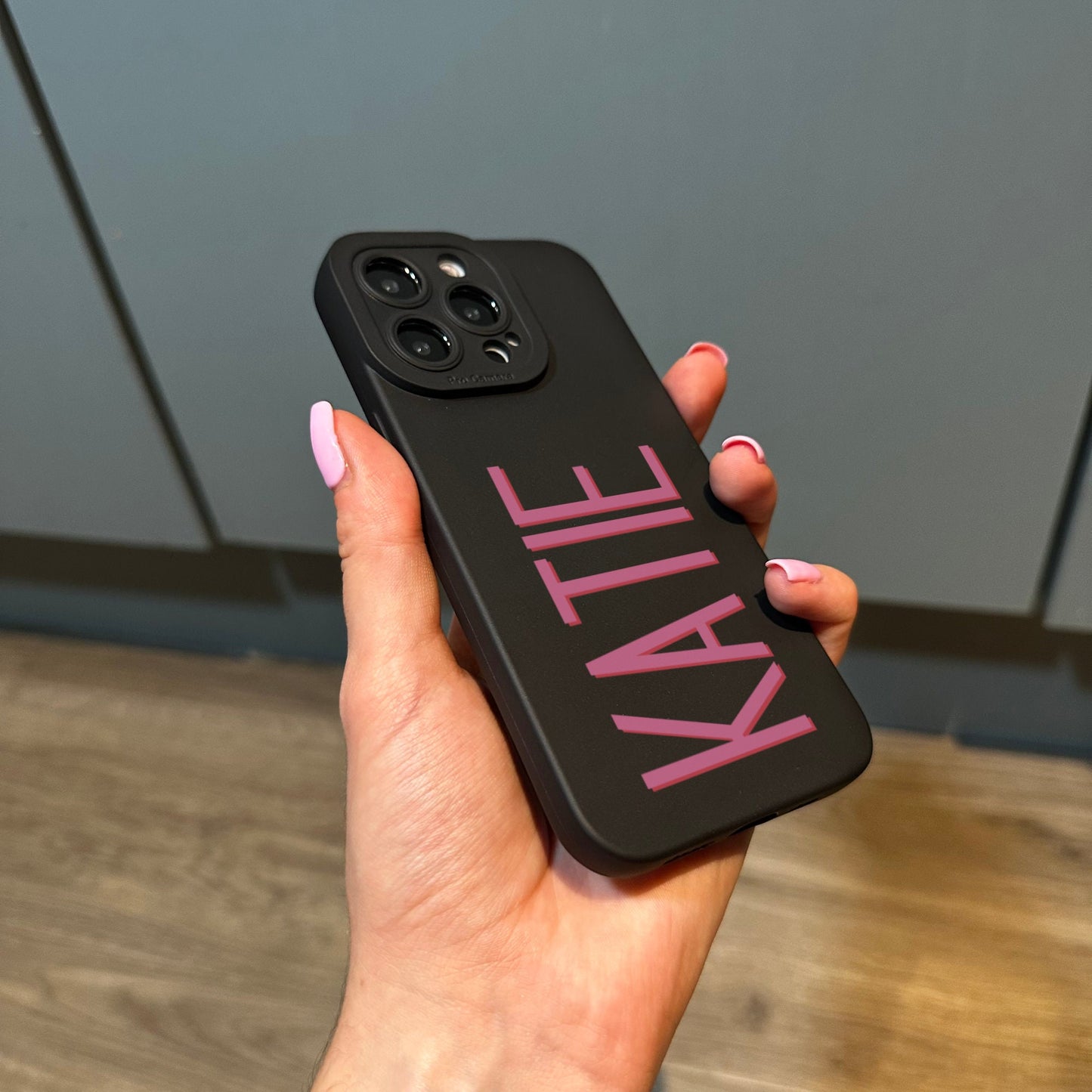 Pink Personalised Name Phone Case for iPhone 15 14 13 12 11 11 Pro Max Mini 7 8 XR XS X Shockproof Phone Cover with Customised Name