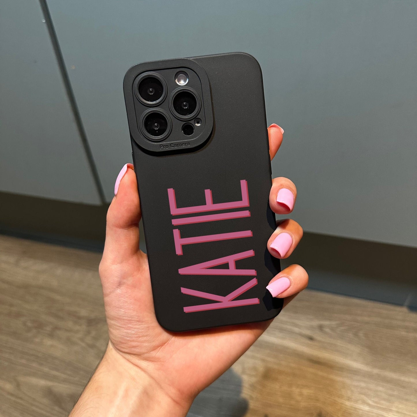 Pink Personalised Name Phone Case for iPhone 15 14 13 12 11 11 Pro Max Mini 7 8 XR XS X Shockproof Phone Cover with Customised Name