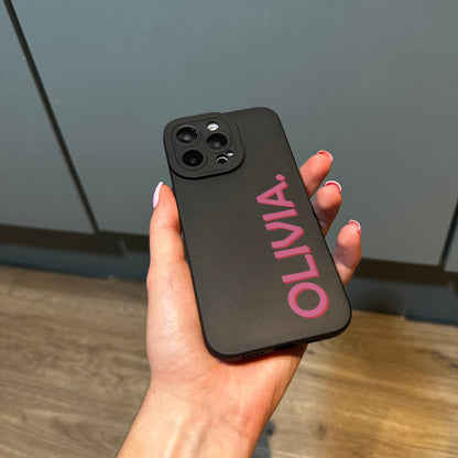 Personalised Name Black Phone Case with Modern Name for iPhone 17 16 15 14 13 12 11 11 Pro Max Mini 7 8 XR XS X Shockproof Cover Customised