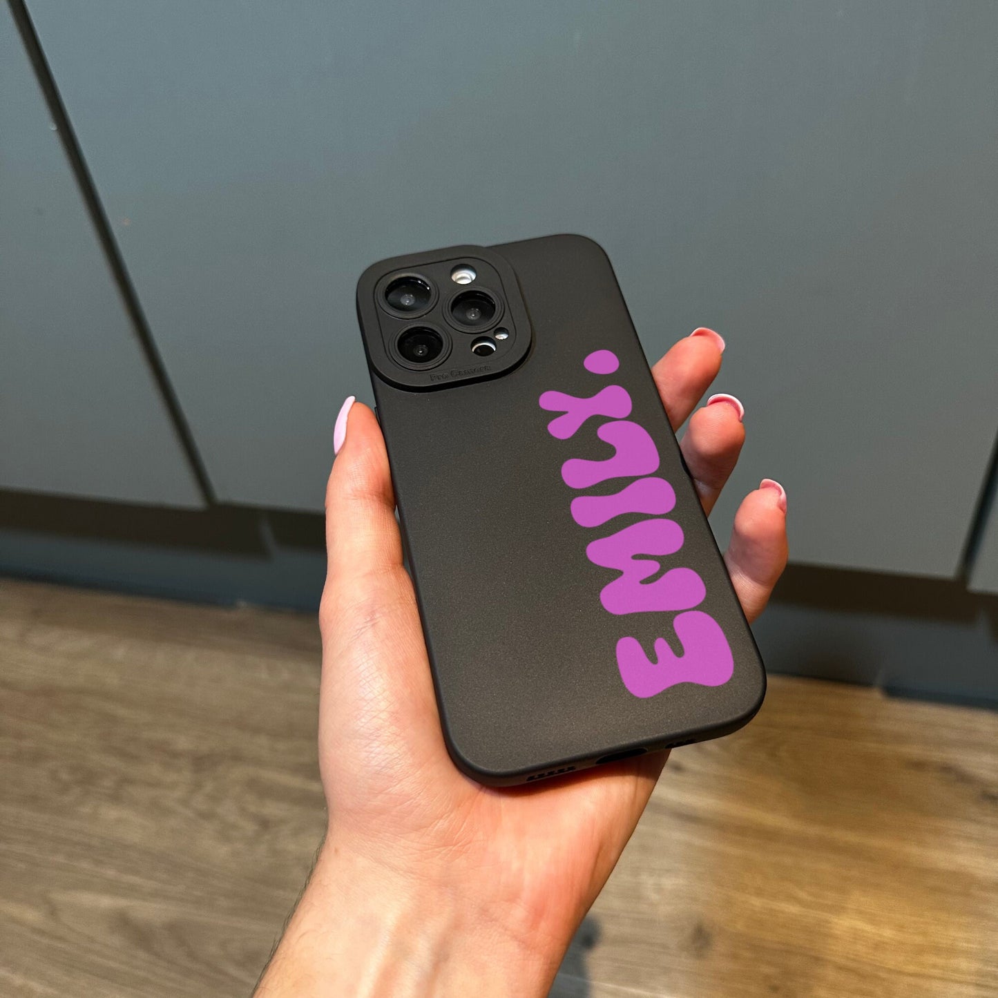 Pink Personalised Name Phone Case for iPhone 15 14 13 12 11 11 Pro Max Mini 7 8 XR XS X Shockproof Phone Cover with Customised Name