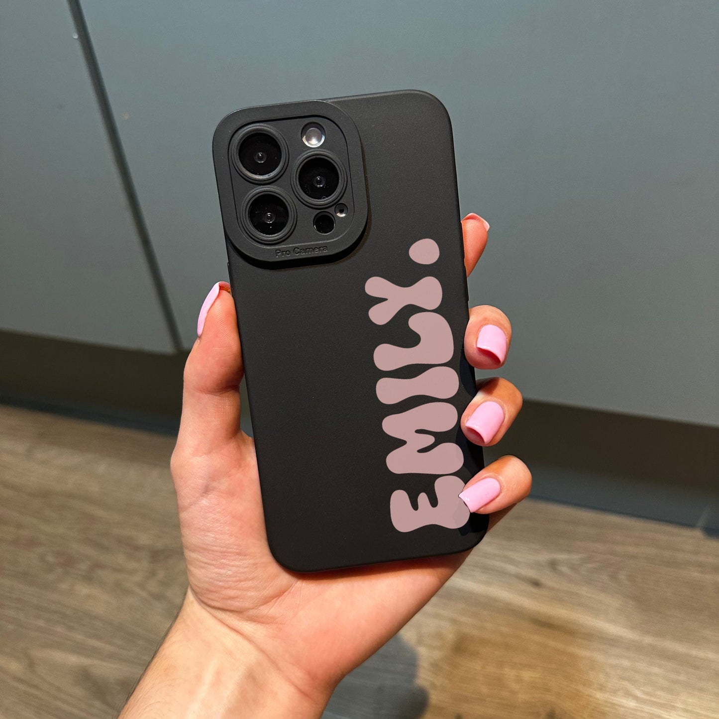 Pastel Pink Personalised Phone Case for iPhone 15 14 13 12 11 11 Pro Max Mini 7 8 XR XS X Shockproof Phone Cover with Customised Name