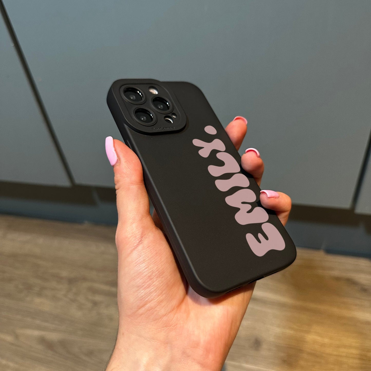 Pastel Pink Personalised Phone Case for iPhone 15 14 13 12 11 11 Pro Max Mini 7 8 XR XS X Shockproof Phone Cover with Customised Name