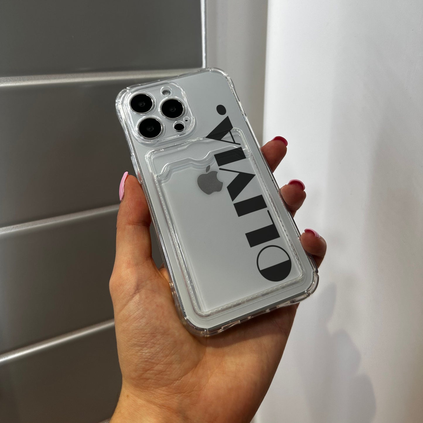 Personalised Name Card Holder Phone Case for iPhone 17 16 15 14 13 12 11 11 Pro Max Mini 7 8 XR XS X Wallet Shockproof Phone Cover