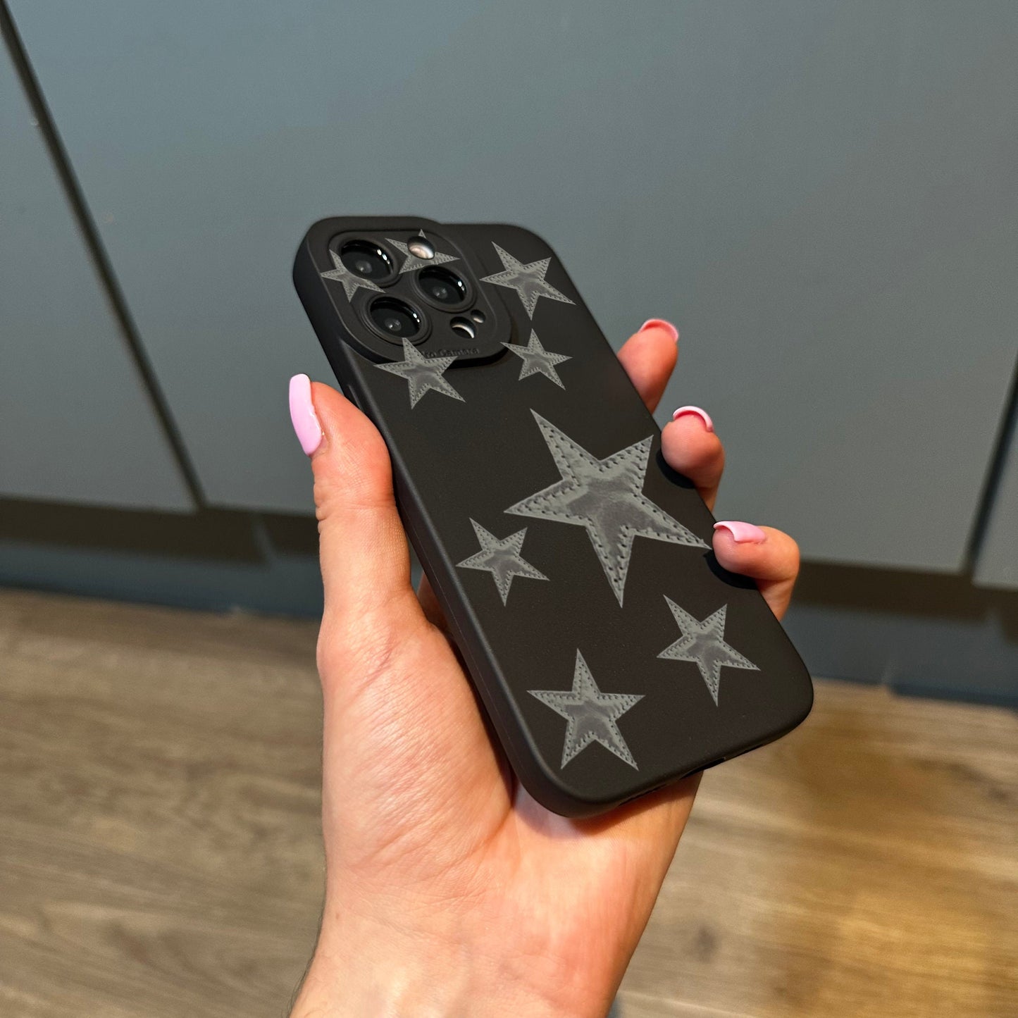 Star Phone Case with Star Patch Print for iPhone 17 16 15 14 13 12 11 11 Pro Max Mini 7 8 XR XS X Shockproof Phone Cover with Custom Name