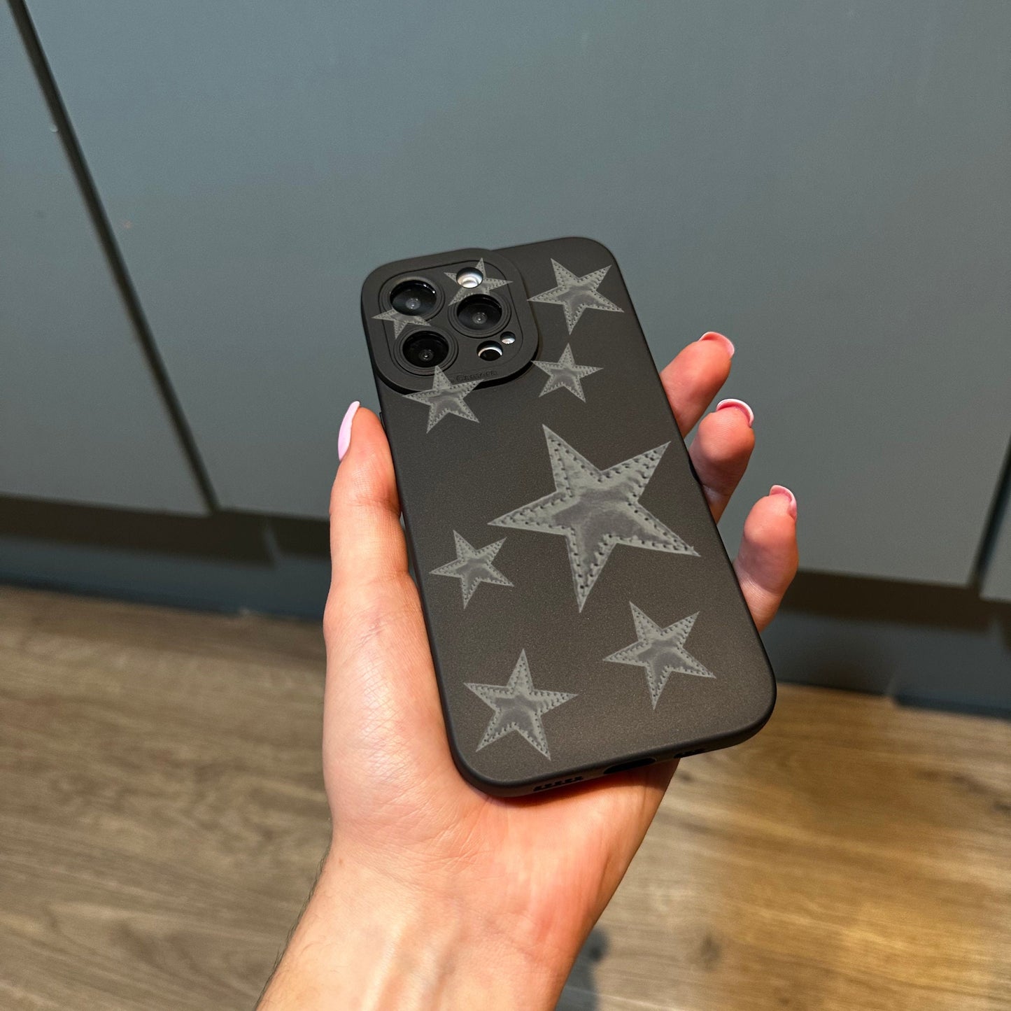 Star Phone Case with Star Patch Print for iPhone 17 16 15 14 13 12 11 11 Pro Max Mini 7 8 XR XS X Shockproof Phone Cover with Custom Name