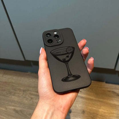 Cocktail Drink Black Phone Case for iPhone 15 14 13 12 11 11 Pro Max Mini 7 8 XR XS X Shockproof Phone Cover with Customised Name