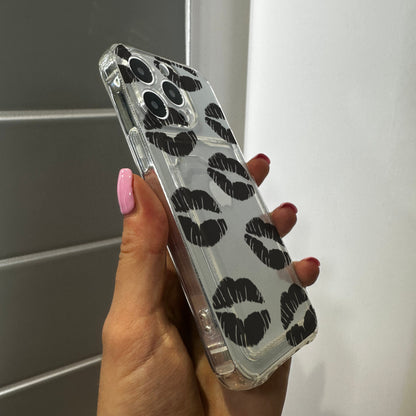 Lip Kiss Card Holder Phone Case for iPhone 17 16 15 14 13 12 11 11 Pro Max Mini 7 8 XR XS X Wallet Shockproof Phone Cover with Custom Name